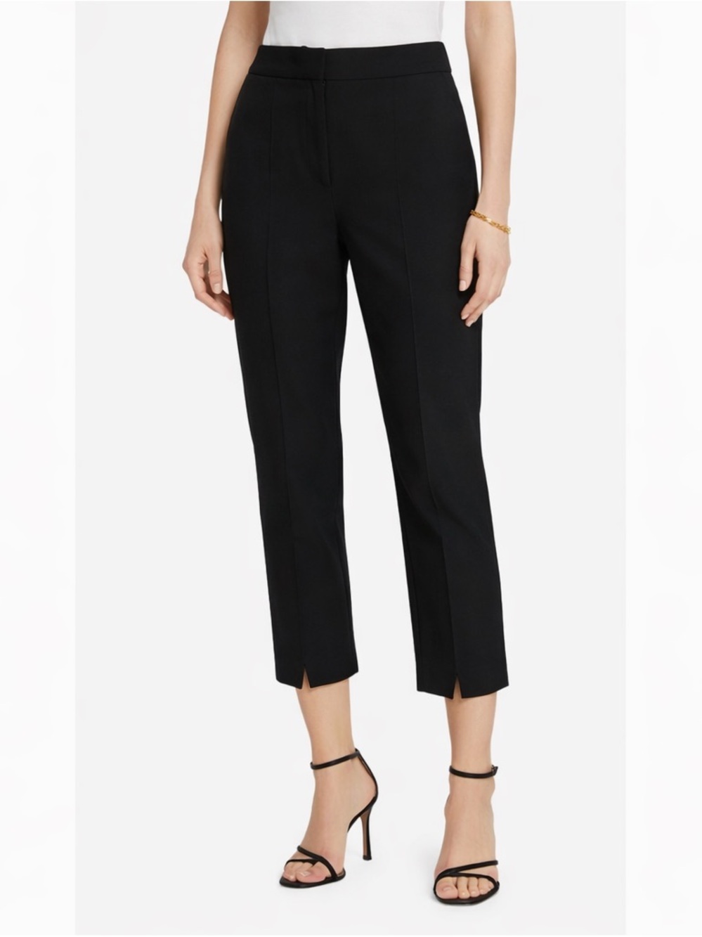 DEREK LAM 10 CROSBY Front Slit Crop Pants Black Size 6 Women’s